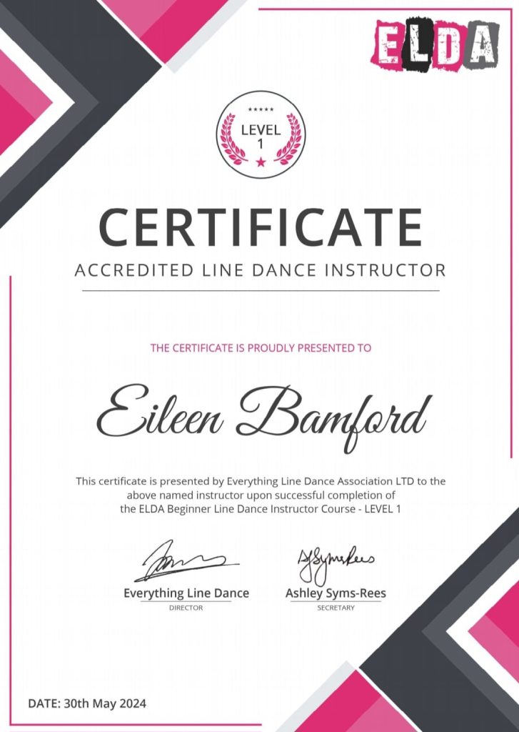 Accredited line dancing Instructor level 1