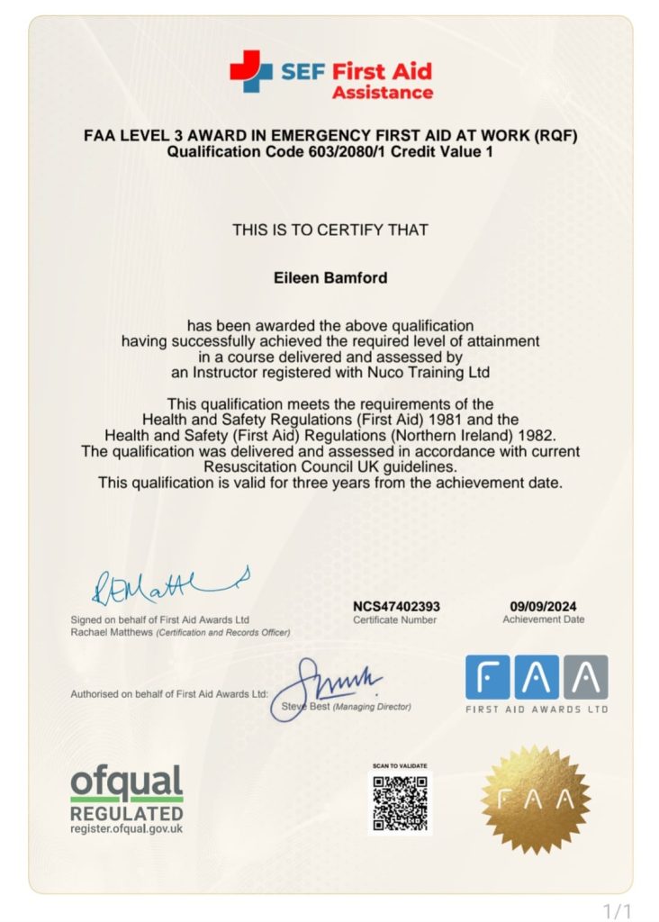 First Aid Certificate
